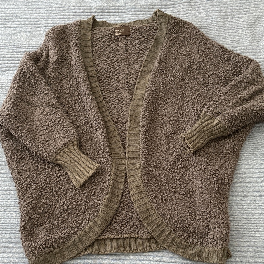 Free Press Textured Dark Gray Cardigan